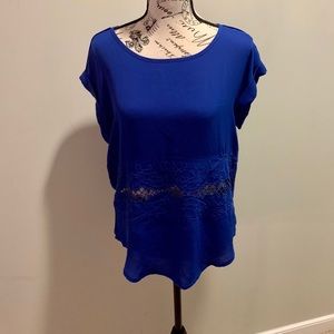 Royal Blue Crochet Cutout Detail Top - Small
